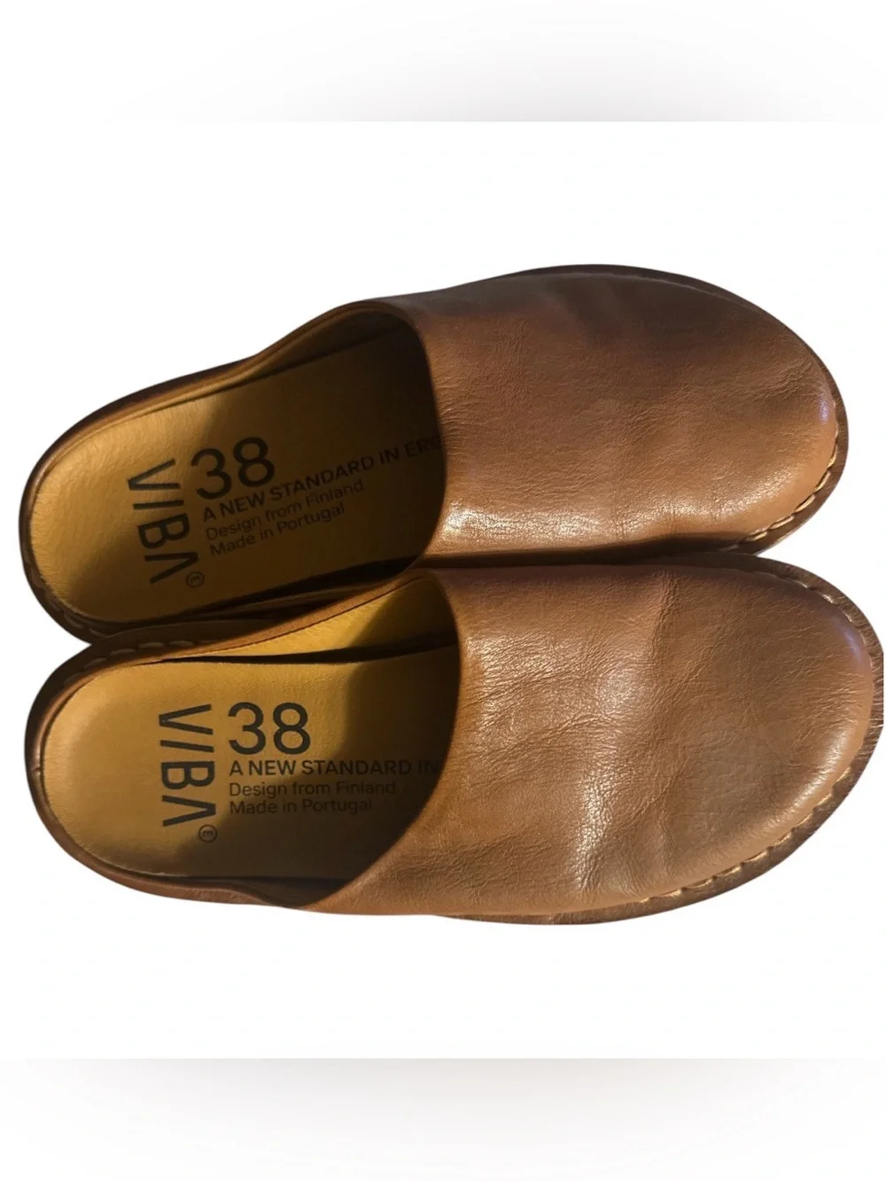 VIBAe Roma leather mules in cognac brown NEW Size EU 38 - Picture 4 of 5